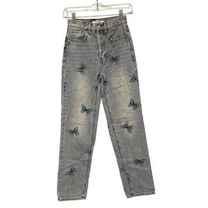 PacSun‎ Dad Jeans with Butterfly Pattern All Over Size 23 Pre-owned